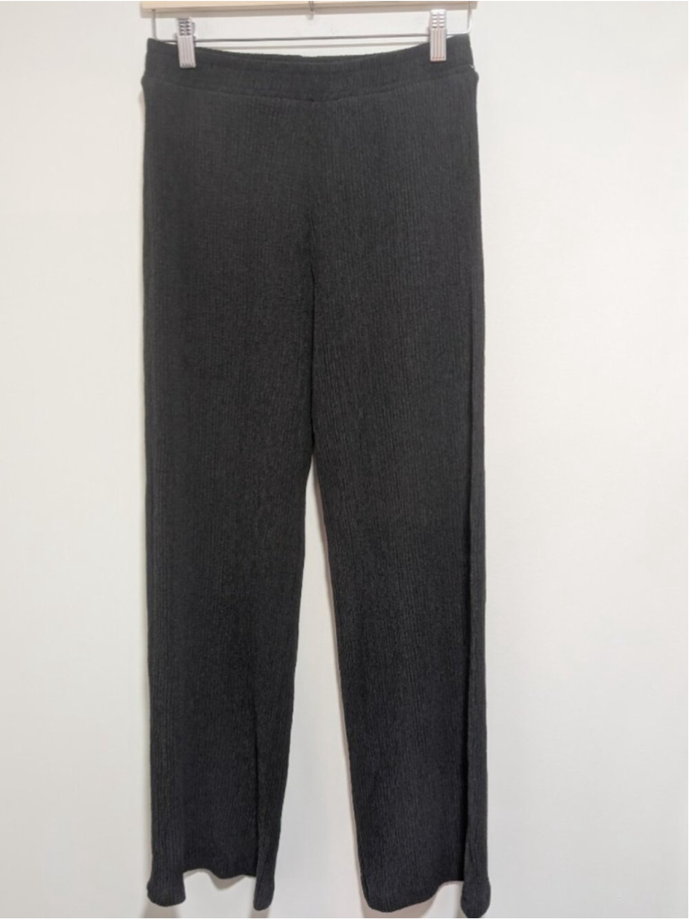 Zara | Textured Wide Leg Elastic Waist Pants In Black